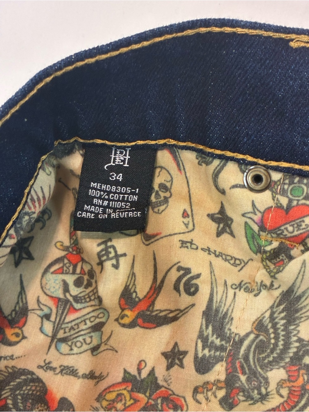 Ed Hardy Black Jeans with Yellow Script and Multicolor Skull - Picture 11 of 11